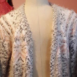Long fuzzy open cardigan sweater 2x